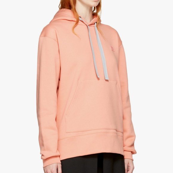 Acne Studios Ferris Face Cotton Hoodie - Salmon Pink - Picture 3 of 4